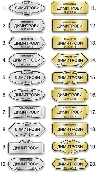Табелки за врати и пощенски кутии